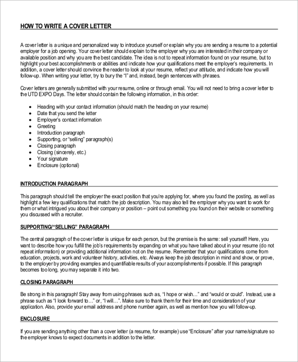 self introduction cover letter