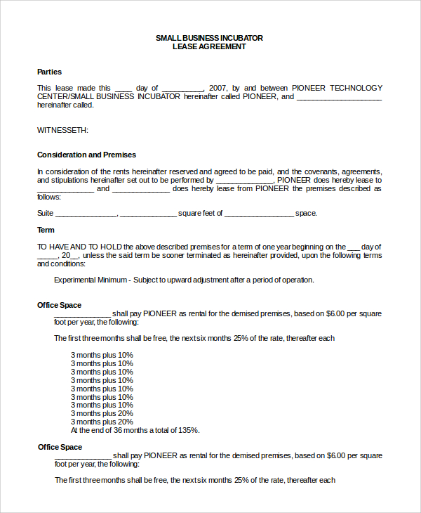 business lease agreement form
