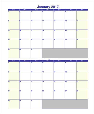 free 15 sample printable monthly calendar templates in pdf ms word google docs pages