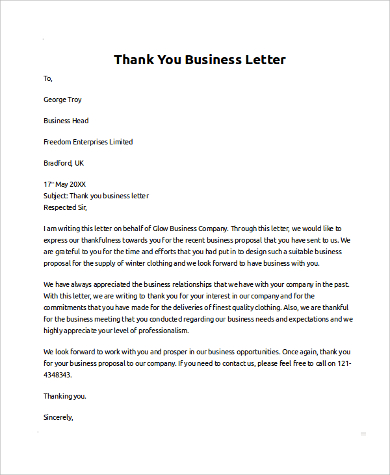 We Appreciate Your Business Letter from images.sampletemplates.com