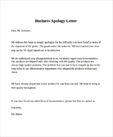 business apology letter