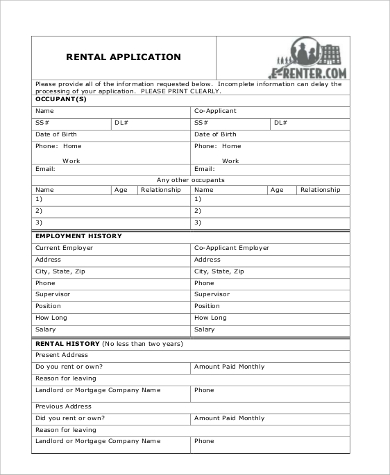 rental application form pdf