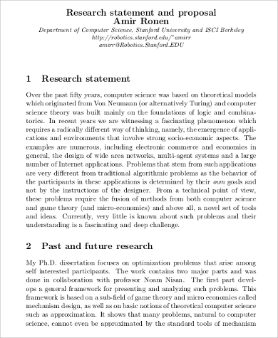 research statement and proposal