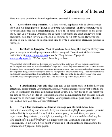 FREE 8+ Sample Statement of Interest in PDF | MS Word