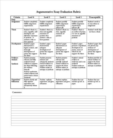 criteria for argumentative essay