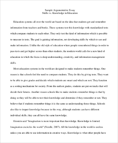 Free 9+ Argumentative Essay Samples In Pdf | Ms Word