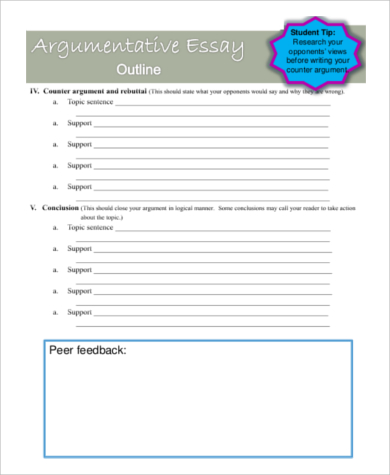 argumentative essay outline sample