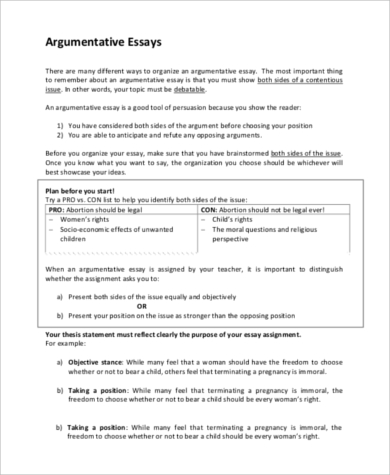 argumentative essay samples for teachers