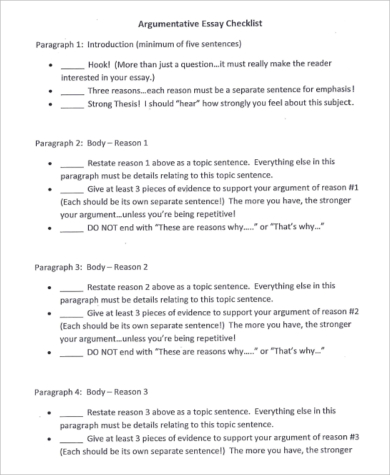 argumentative essay checklist