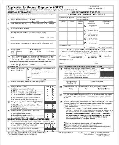 blank federal job application