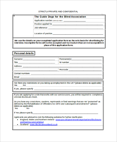 form application for kmart job PDF, Sample in  10  Blank Job  Application Word Examples