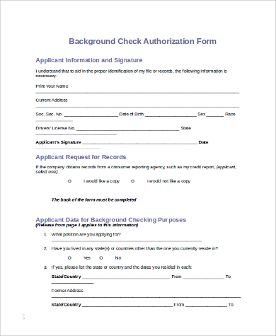 FREE 10+ Sample Background Check Forms in PDF | MS Word