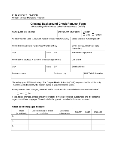 criminal background check form