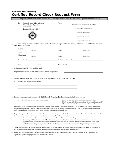 certified record check request form