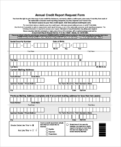 annual credit report form pdf