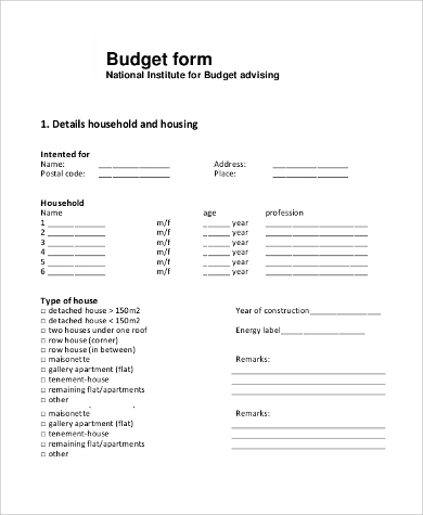 blank budget form