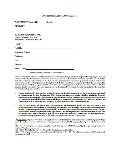 owner operator contract agreement