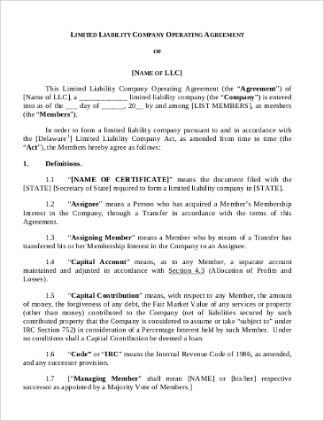 general partnership operating agreement