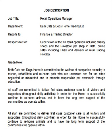 retail operation manager job description