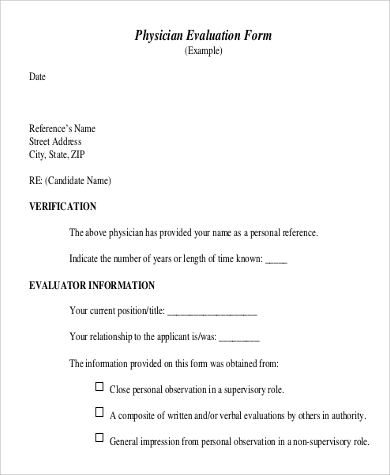 physician performance evaluation form