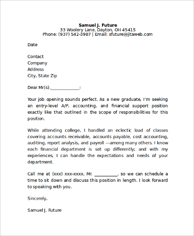 sample of application letter for accounting position