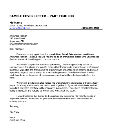 Free 8 Sample Retail Cover Letter Templates In Pdf Ms Word
