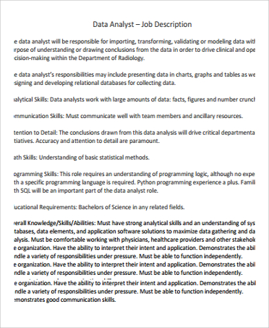 data analyst job description