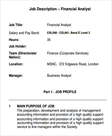 financial analyst job description