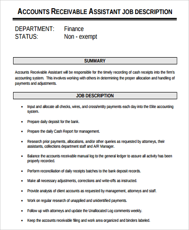 Accounts assistant job description template