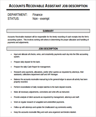 Free 9+ Sample Accounting Assistant Job Descriptions In Pdf | Ms Word