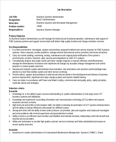 business administrator job description education