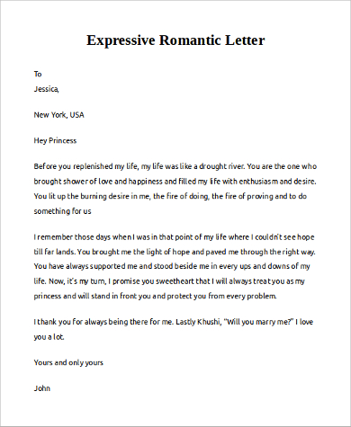 expressive romantic love letter