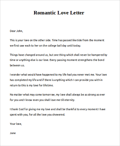 short romantic love letter