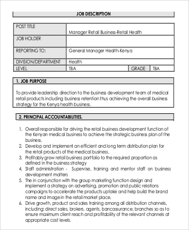 Free 9 Sample Business Development Manager Job Description Templates In Pdf Ms Word