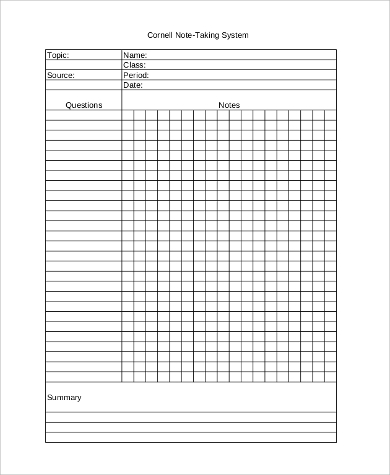 cornell note taking system pdf