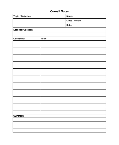 blank cornell note pdf