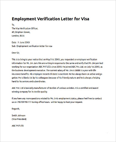 free 10 sample employee verification letter templates in