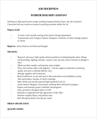 interior designer job description sample  www.indiepedia.org