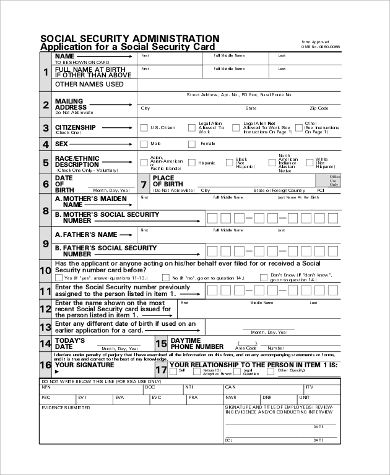 social security administration application form