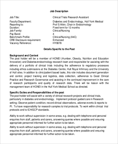 research job description assistant sample clinical templates jobs ms word pdf