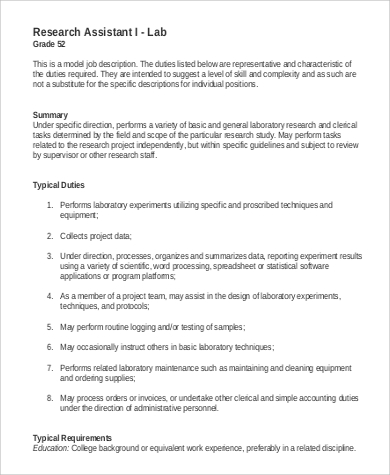 student research assistant responsibilities