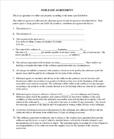 sublease agreement form1