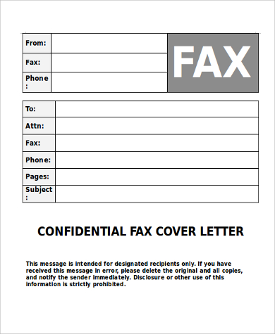 confidential fax cover letter