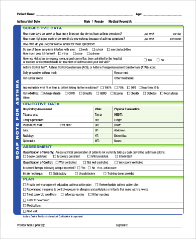 asthma soap note