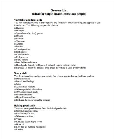 printable household shopping list