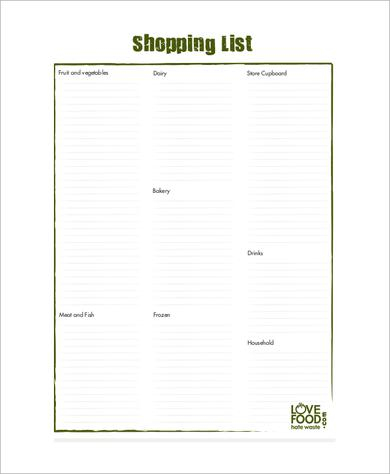 blank shopping list printable