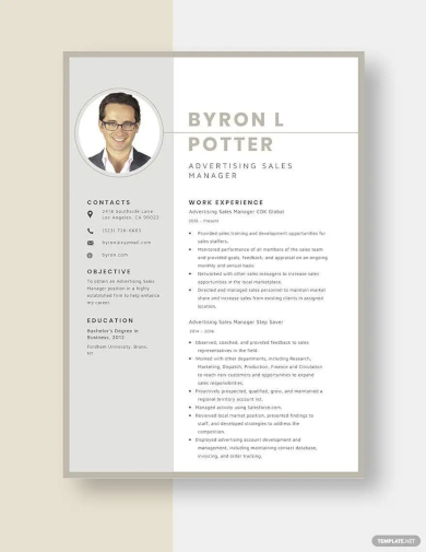 advertising sales manager resume template
