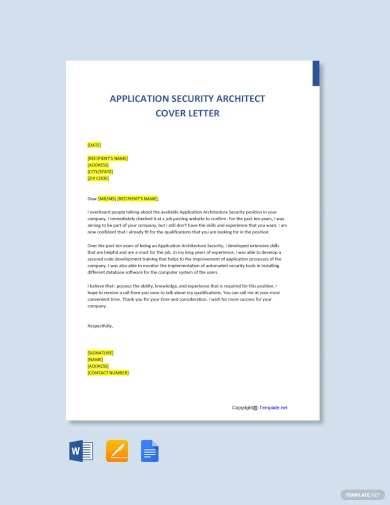 application security architect cover letter template