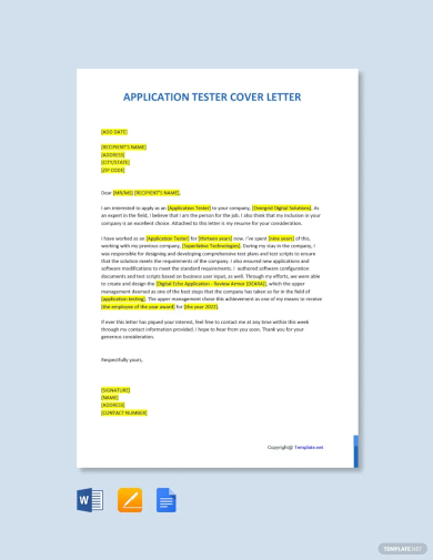 application tester cover letter template