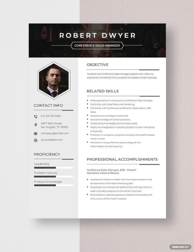 conference sales manager resume template